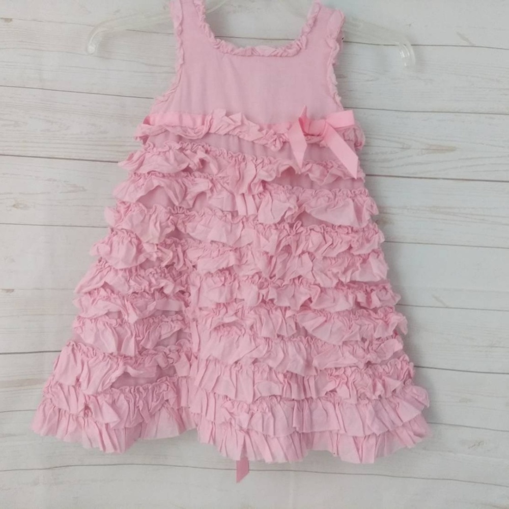 Savannah 4T Pale Pink Girls Ruffle Dress w Tie